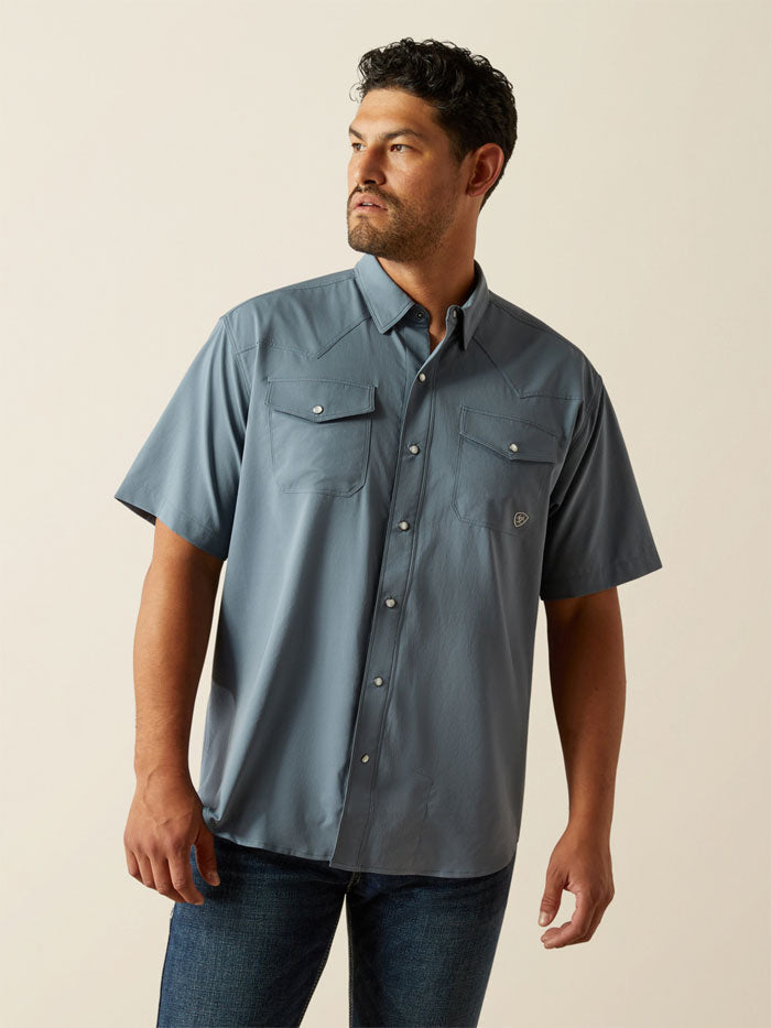 Ariat Western VentTEK Newsboy Blue Short Sleeve Shirt