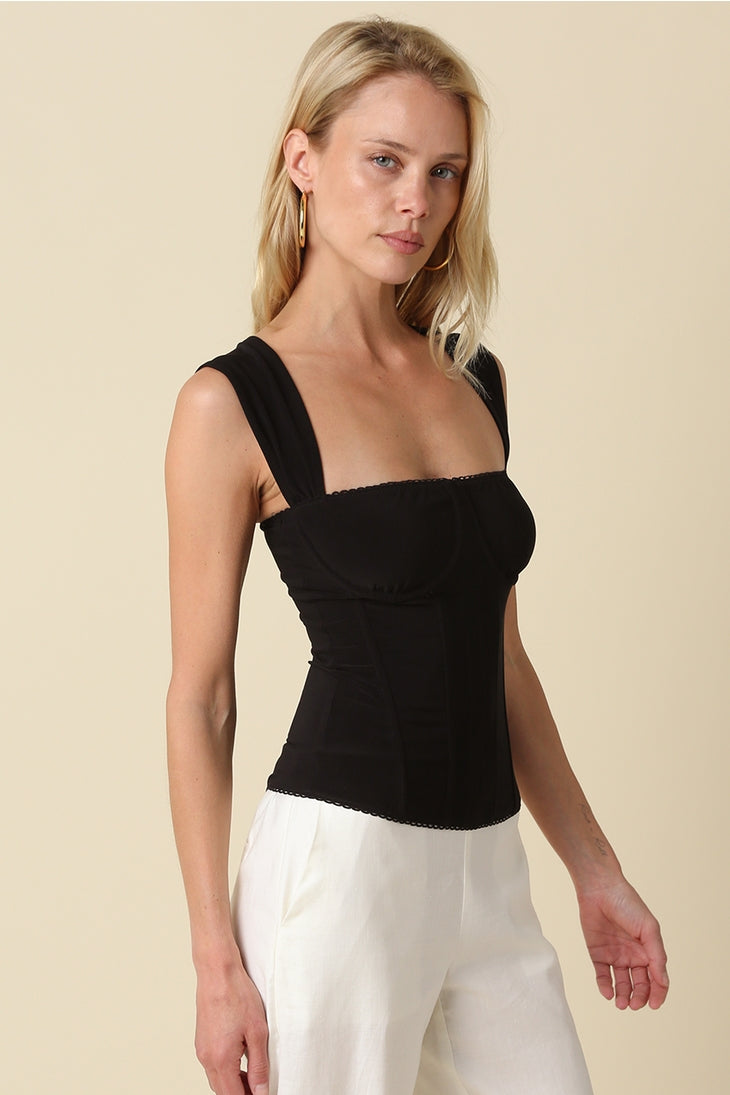 Elara Black Structured Top