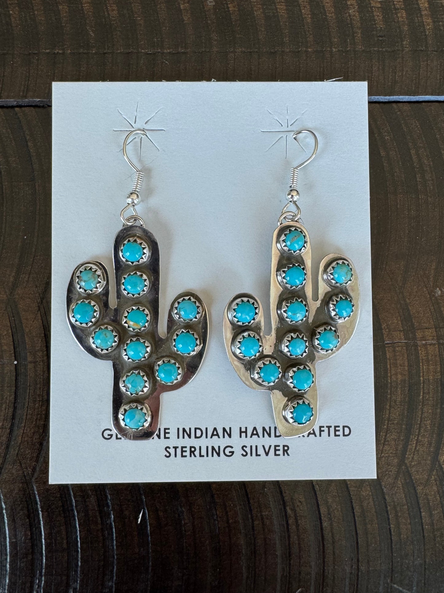 Authentic Blooming Cactus Turquoise Earrings