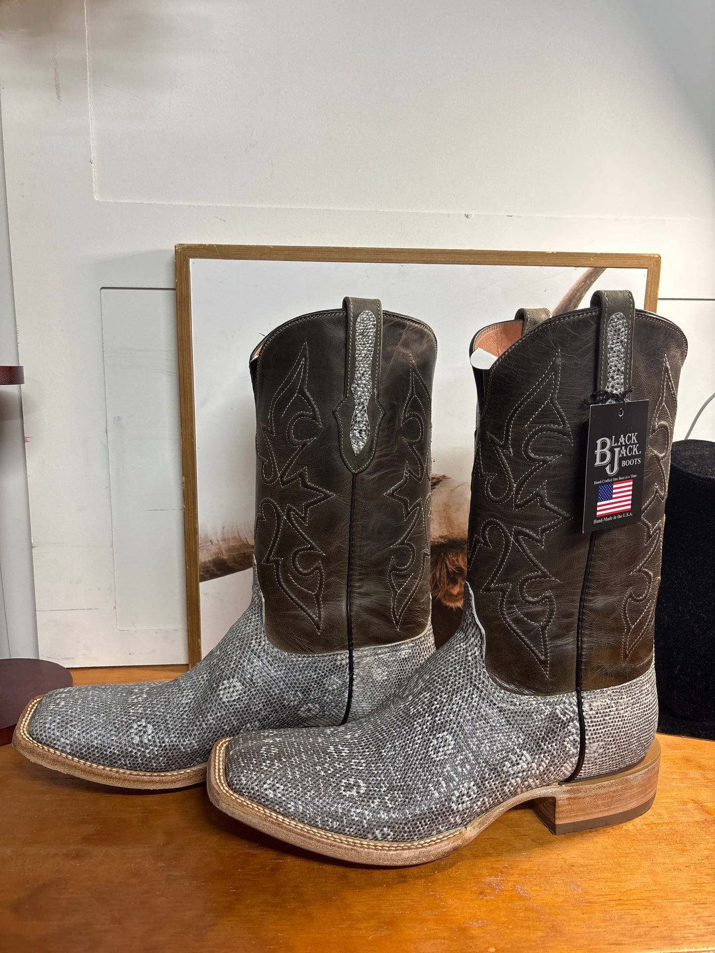 Black Jack Grey / Neutral Ring Lizard Boots