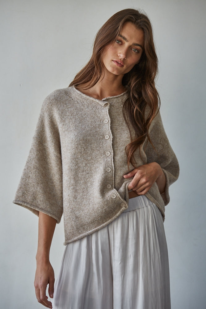 Light Mocha Cardi Top