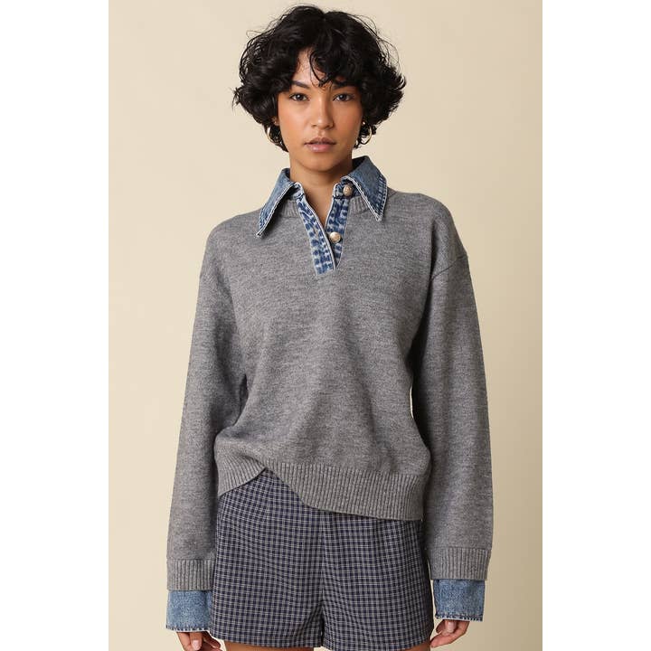 Emely Grey Denim Top