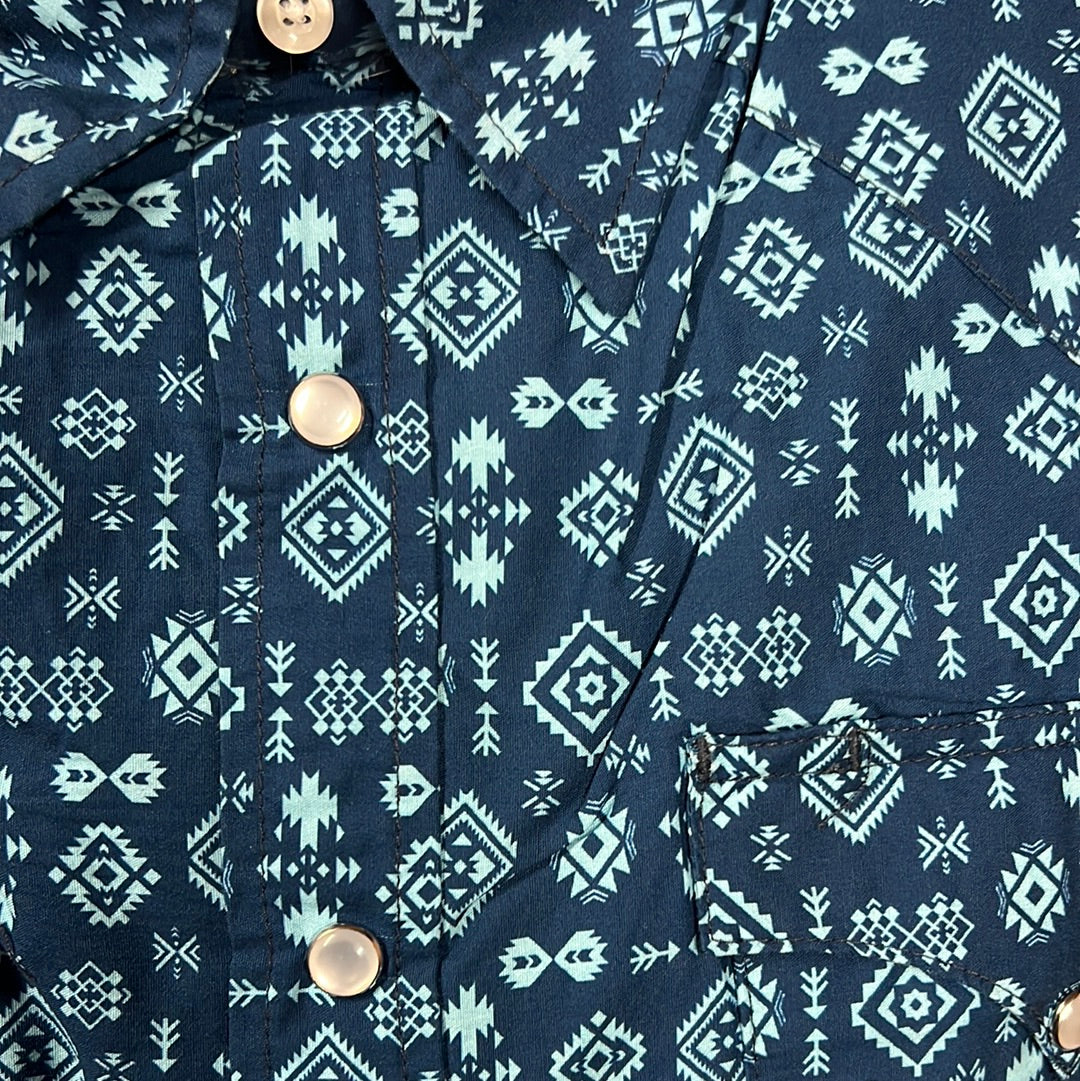 Tin Haul 1954 Indigo Aztec Print Long Sleeve Shirt