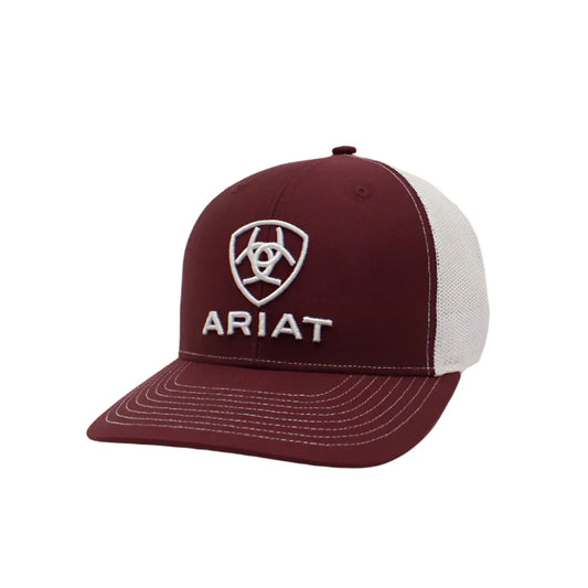 Ariat Embroidered Logo Burgundy White Mesh Cap