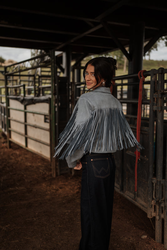 Sky Baby Blue Fringe Jacket