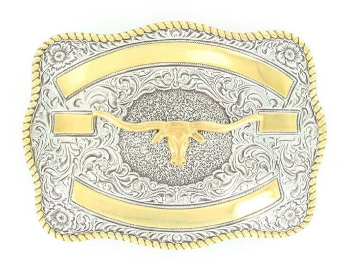 Crumrine® Western Belt Buckle Longhorn Gold Silver