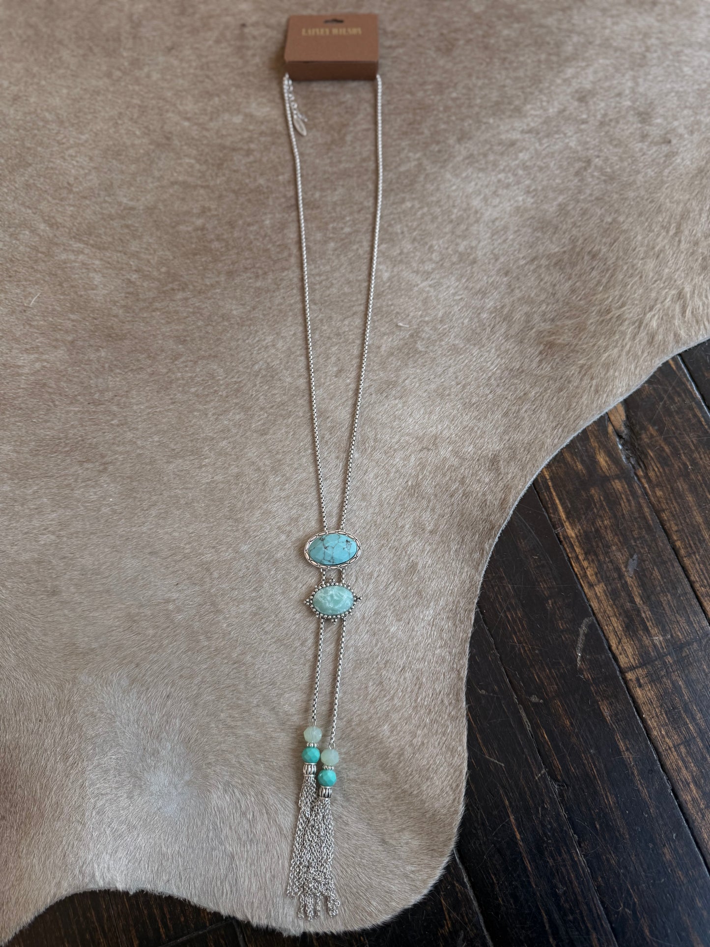 Lainey Wilson Turquoise Stone Fringe Necklace