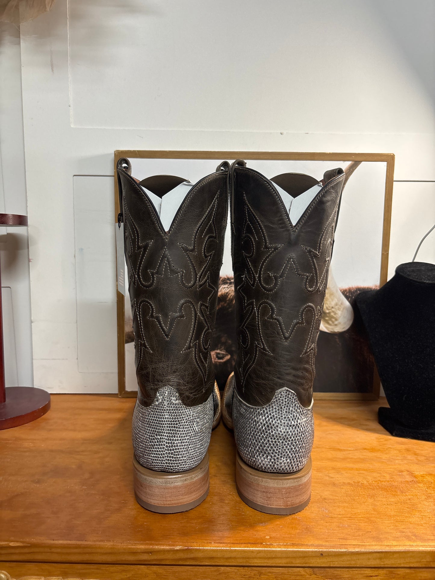 Black Jack Grey / Neutral Ring Lizard Boots