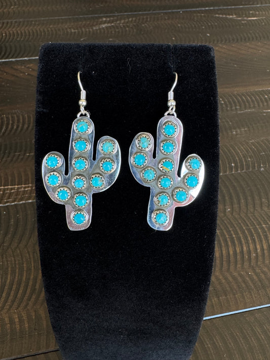 Authentic Blooming Cactus Turquoise Earrings