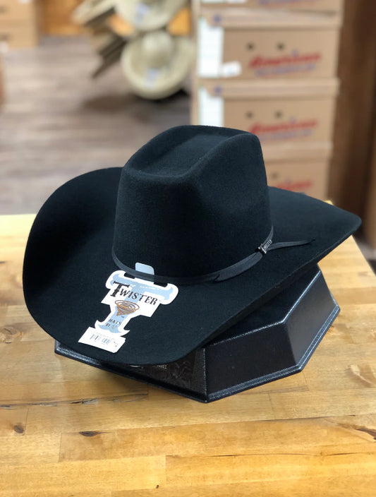 Twister | Black 3X Wool Brick Felt Hat