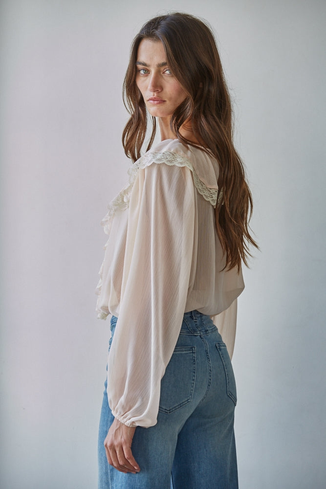 Chiffon Prairie Ruffle Top