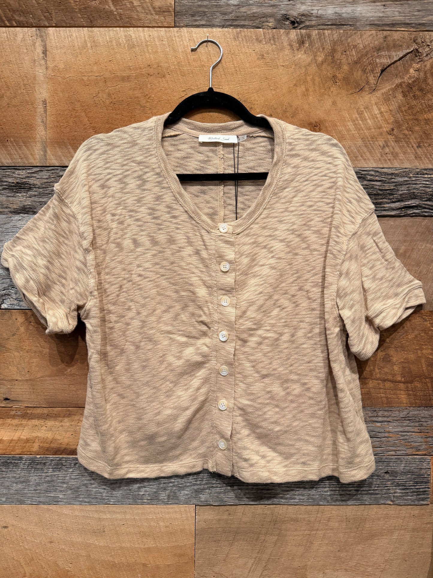 Button up knit top - taupe