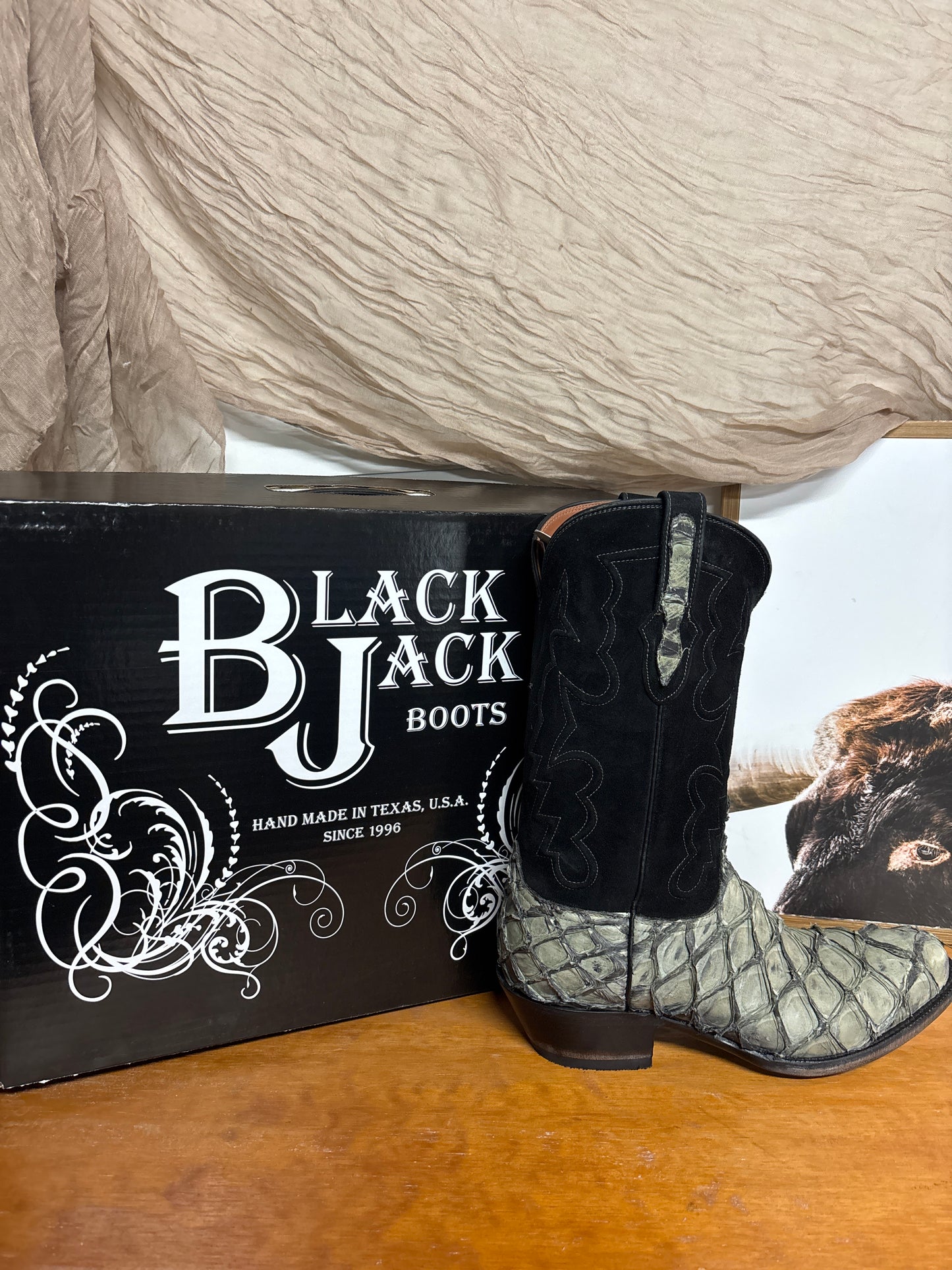 Black Jack Pirarucu Fish Inverted Dark Stone Gray Boots