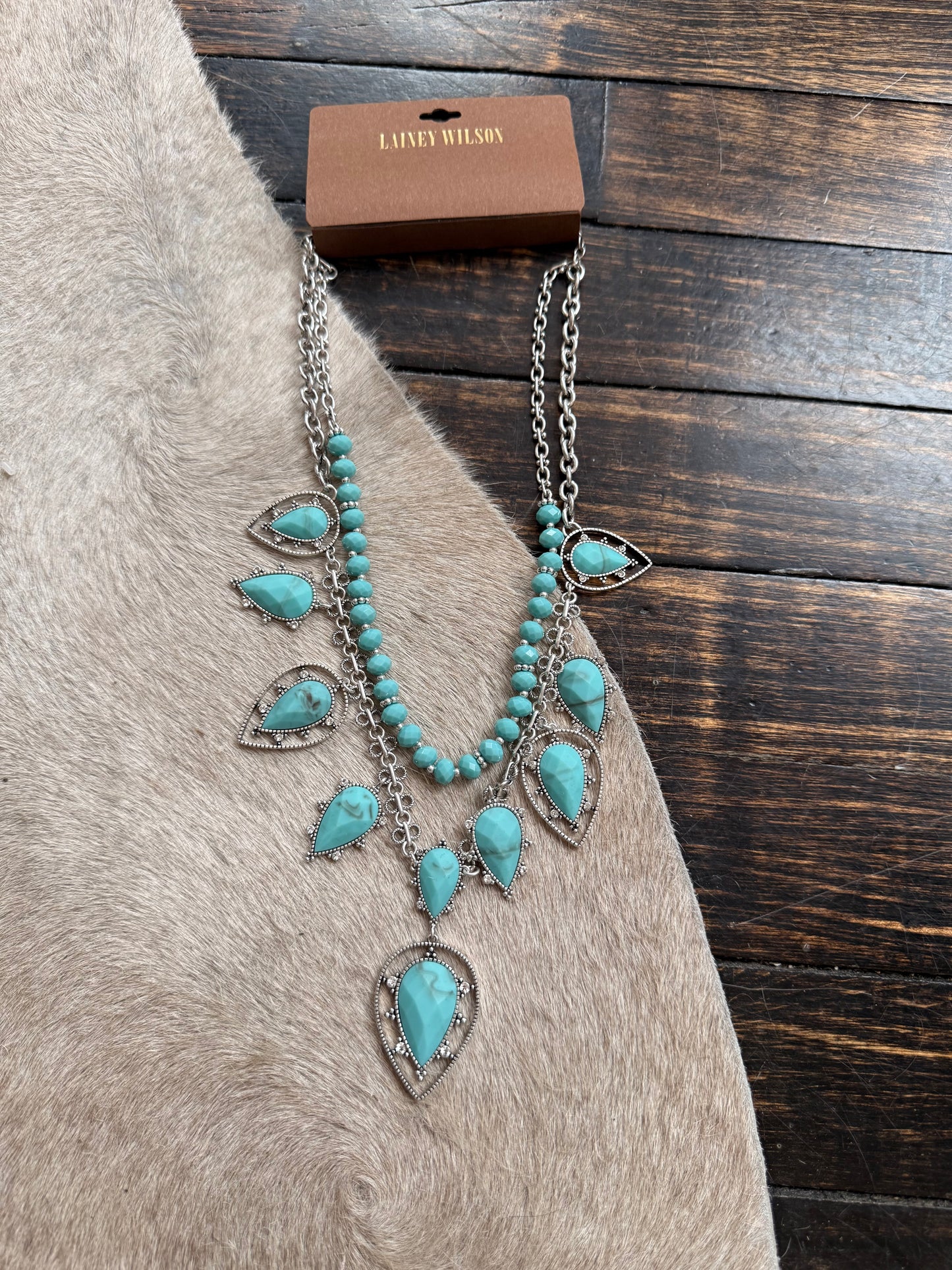 Lainey Wilson Turquoise Drama Stone Frontal Necklace