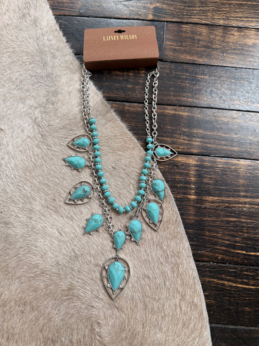 Lainey Wilson Turquoise Drama Stone Frontal Necklace
