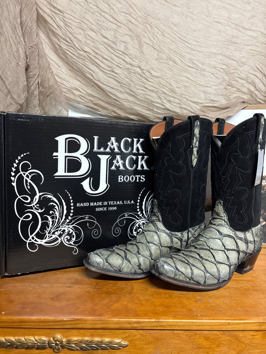 Black Jack Pirarucu Fish Inverted Dark Stone Gray Boots