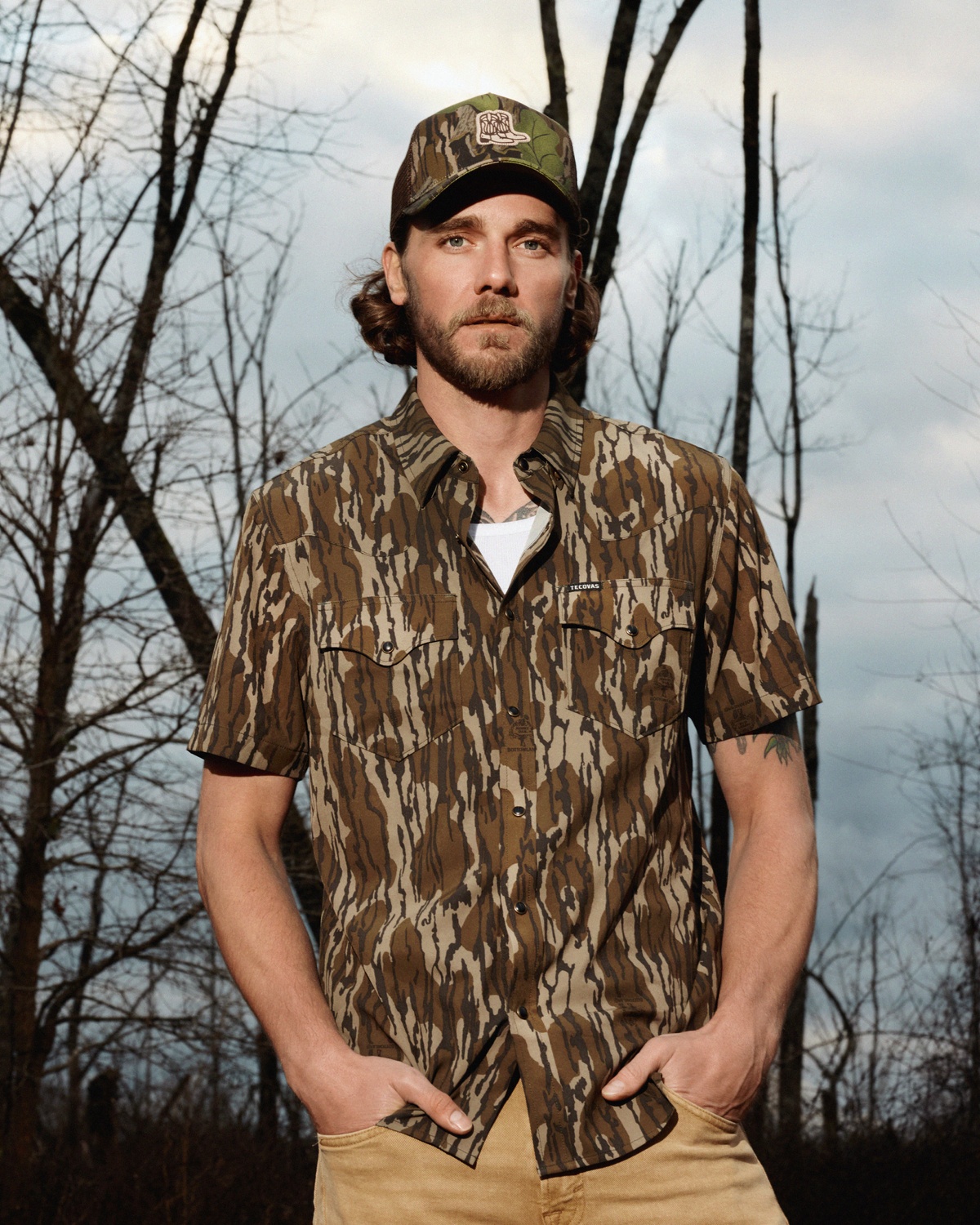 Tecovas Performance Western Snap Bottomland Camo