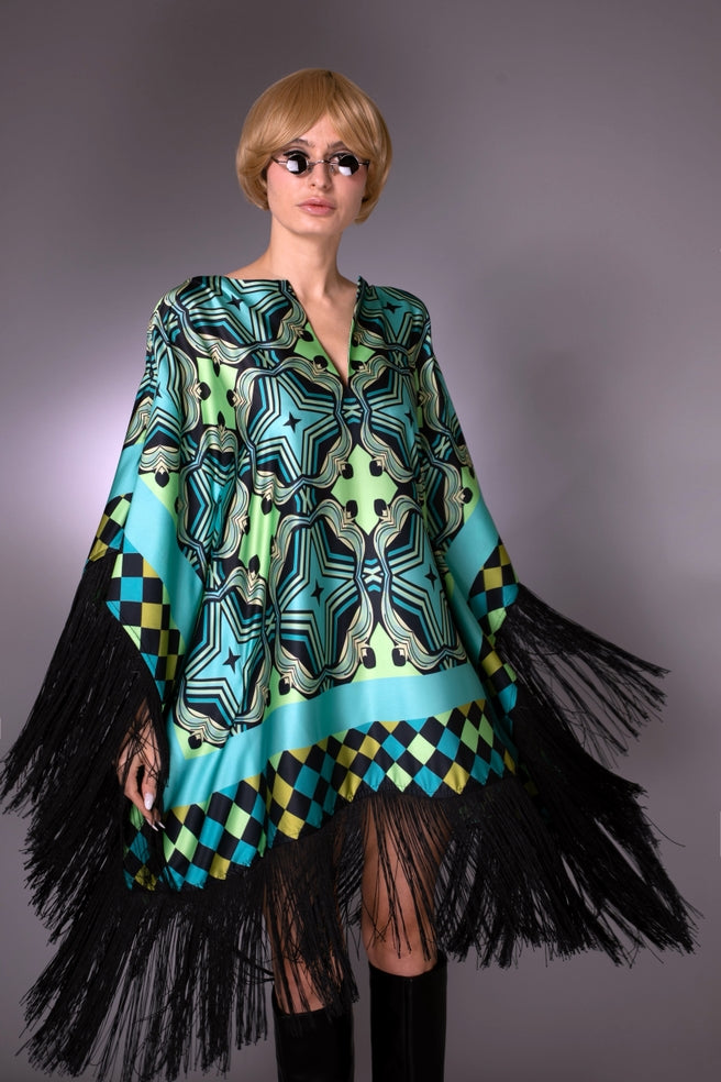 Stars Fringed Satin Dress