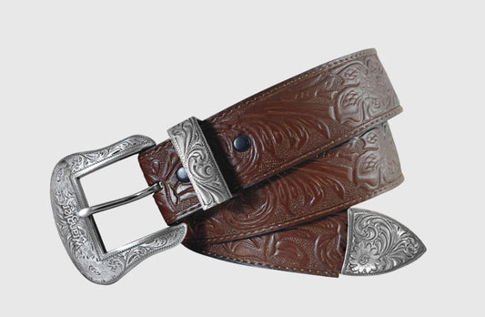 Wrangler Ladies Tooled Dark Brown Belt