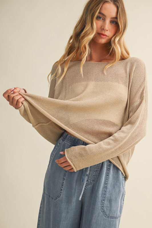 Sheer Oversized Wheat Sweater