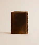 ARIAT TRIFOLD BASKET WEAVE MEDIUM BROWN WALLET