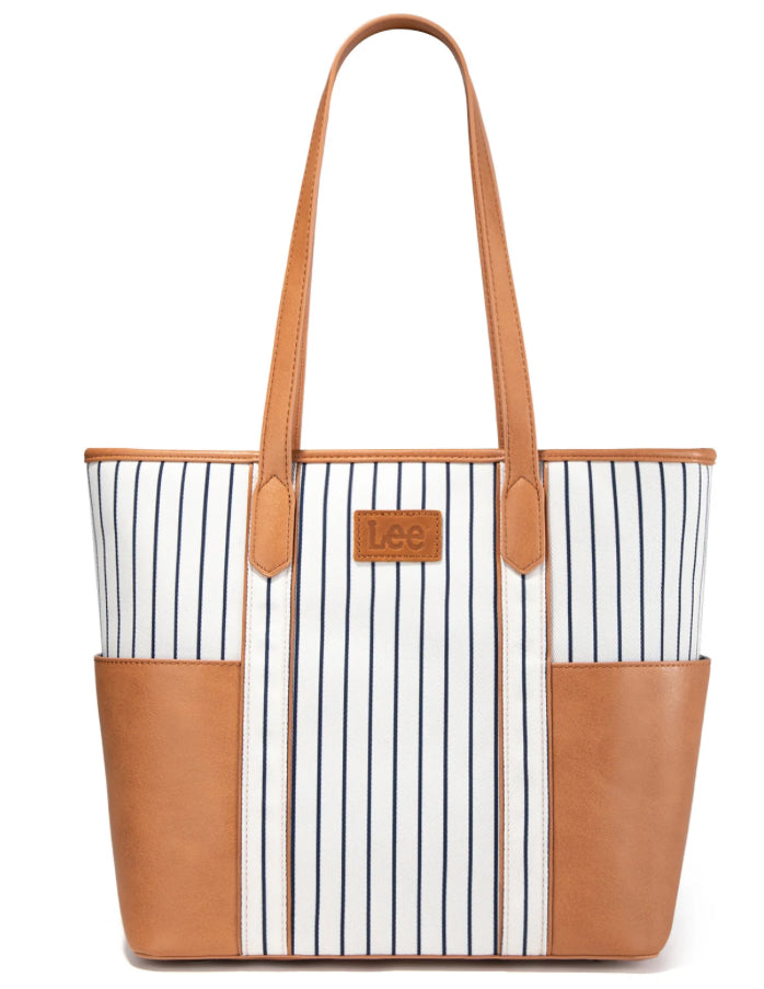 LEE Stripe Collection Shoulder Denim Canvas Tote Bag