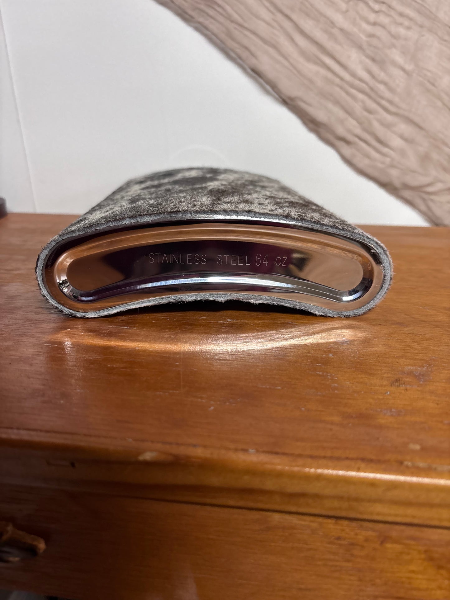 Cowhide Stainless Steel Flask 64oz Brown