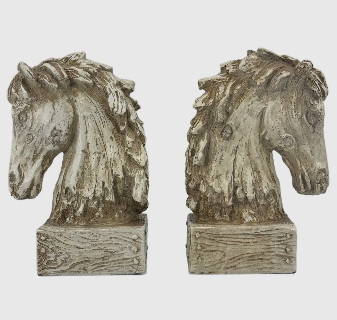 Horse head wood-like carved bookends