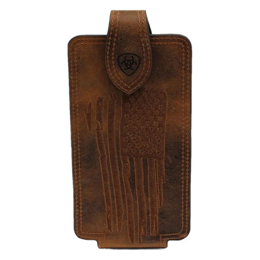 Ariat American Flag Distressed Brown Phone Clip