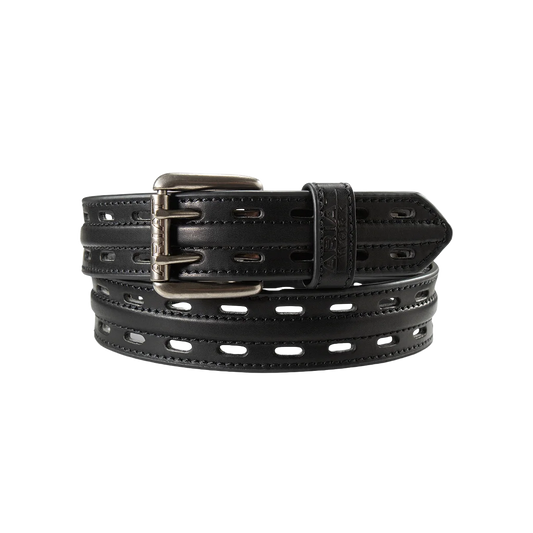 Ariat Men's Double Hole Leather Logo Belt