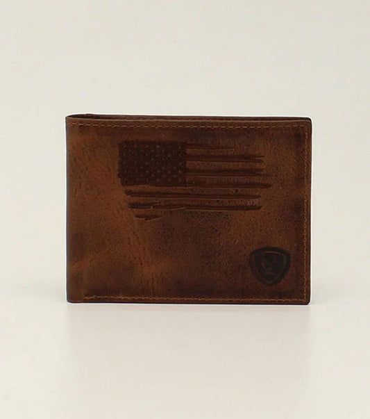 ARIAT stitched flag bi-fold wallet