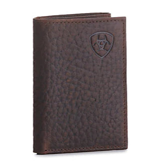 Ariat Trifold Brown Shield Logo Wallet