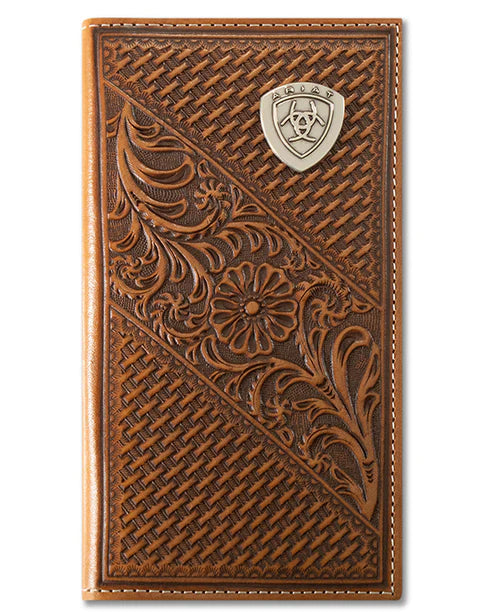 Men's Ariat Tan Rodeo Style Basket Weave Wallet