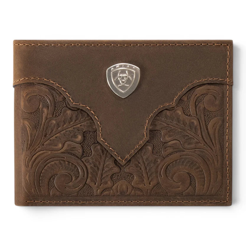 ARIAT BIFOLD WITH REMOVABLE PASSCASE WALLET EMBOSSED MEDIUM BROWN