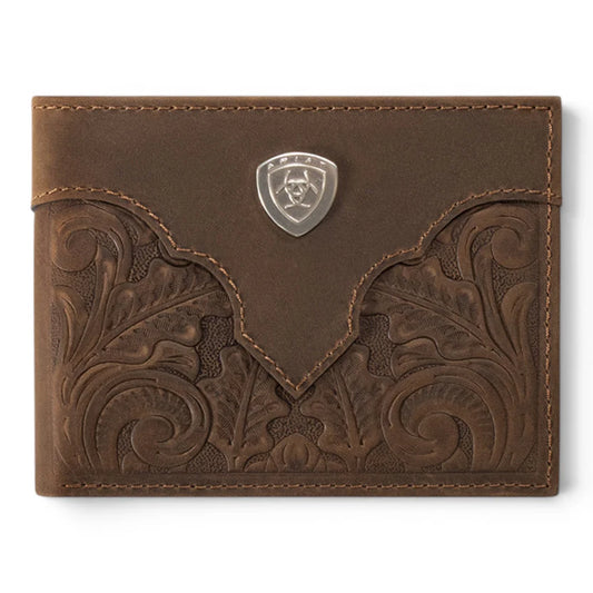 ARIAT BIFOLD WITH REMOVABLE PASSCASE WALLET EMBOSSED MEDIUM BROWN