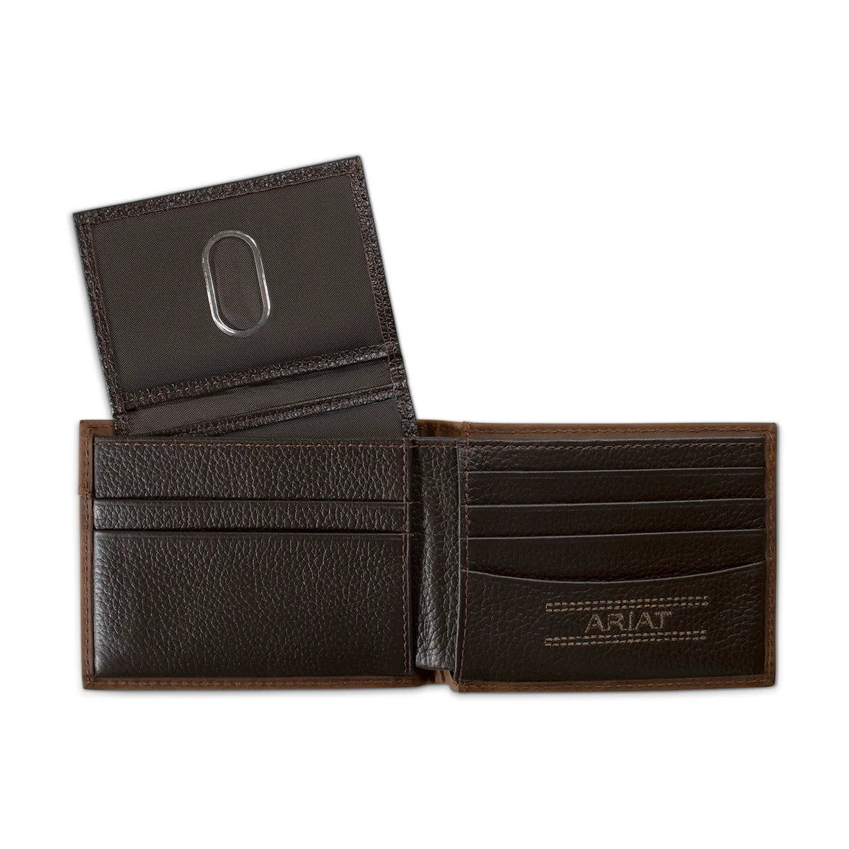 ARIAT BIFOLD WITH REMOVABLE PASSCASE WALLET EMBOSSED MEDIUM BROWN