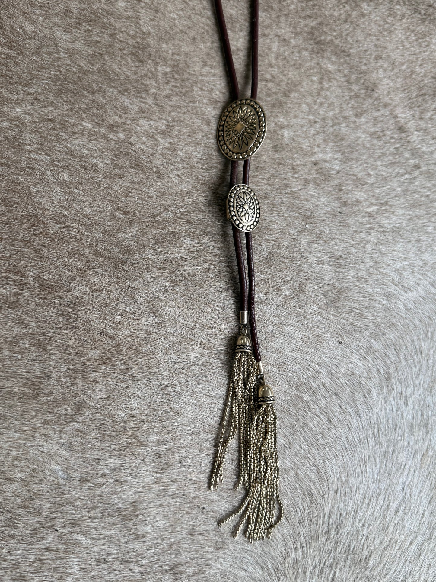 Lainey Wilson Gold Tone Long Tassel Bolo Necklace