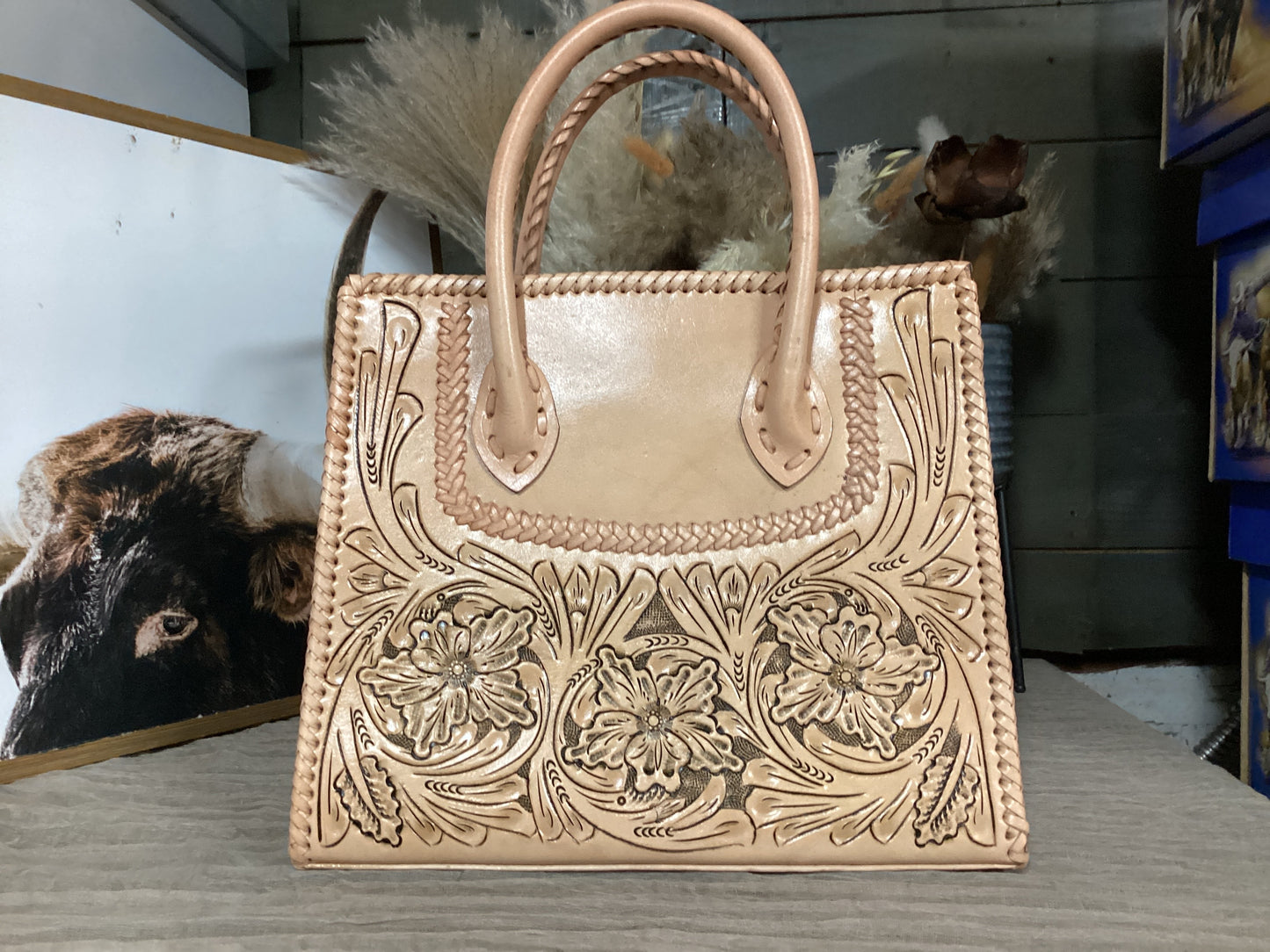 Alexis Natural Tooled Tote Bag