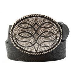 Angel Ranch Ladies Belt 1 1/2" Boot Stitch Buckle Black