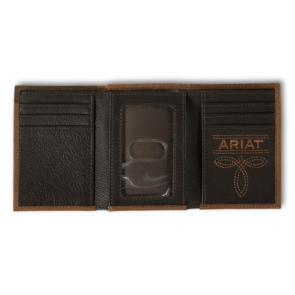 Ariat Mens Tri-fold Wallet Brown