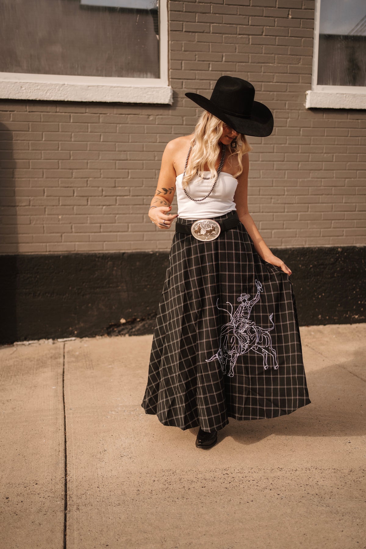 Black Flannel Cowboy Skirt