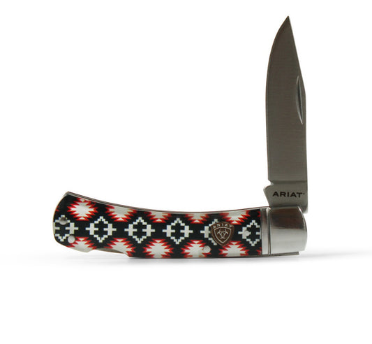 ARIAT RED WHITE AZTEC PATTERN KNIFE