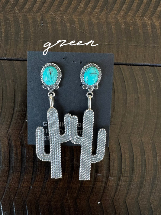 Authentic Cactus Turquoise Earrings