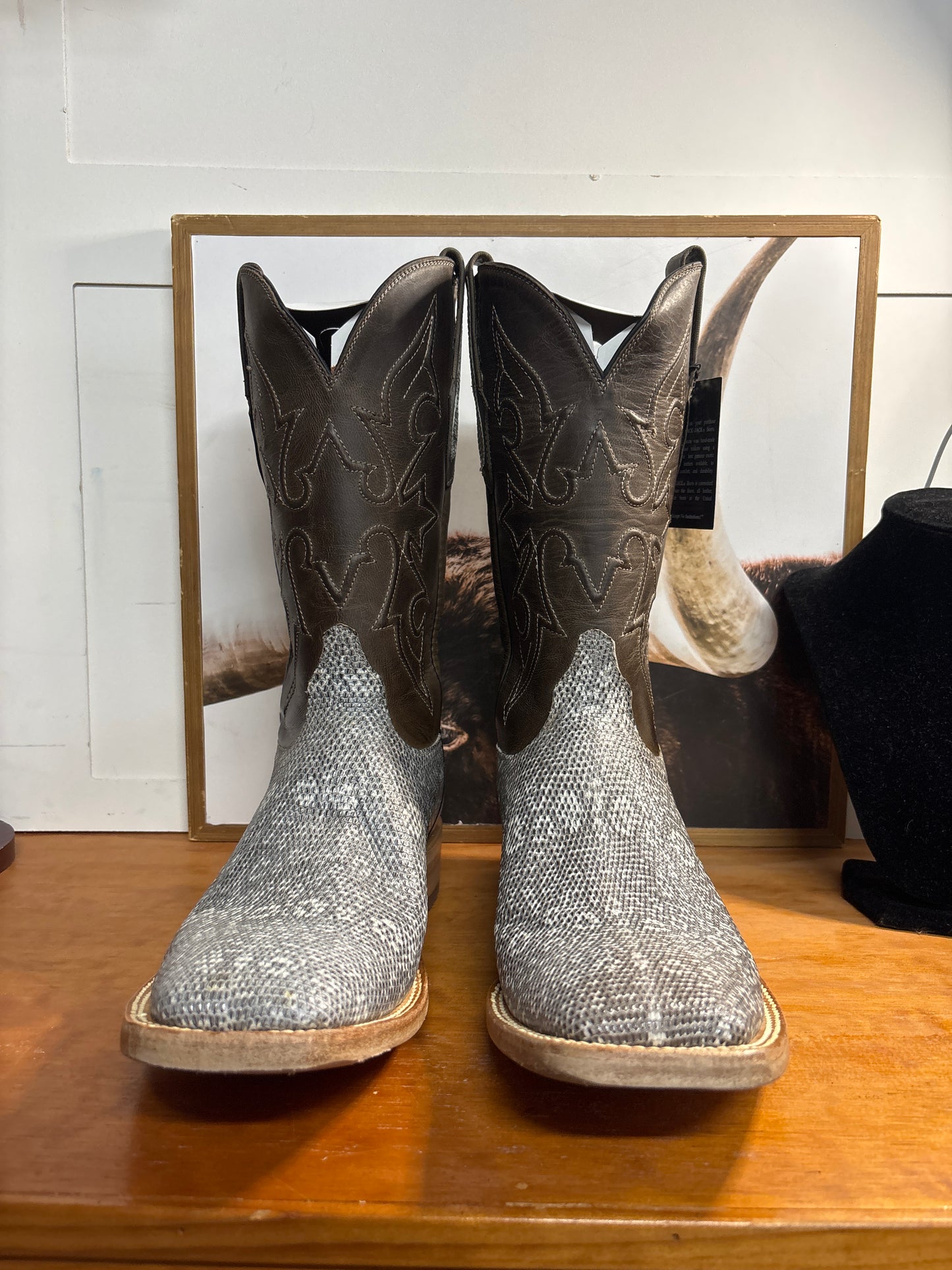 Black Jack Grey / Neutral Ring Lizard Boots
