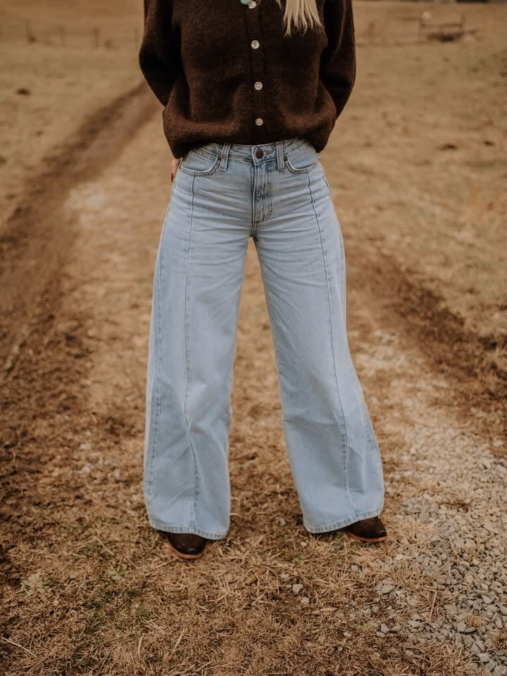 Wrangler Punchy Sky Front Seam Wide Leg