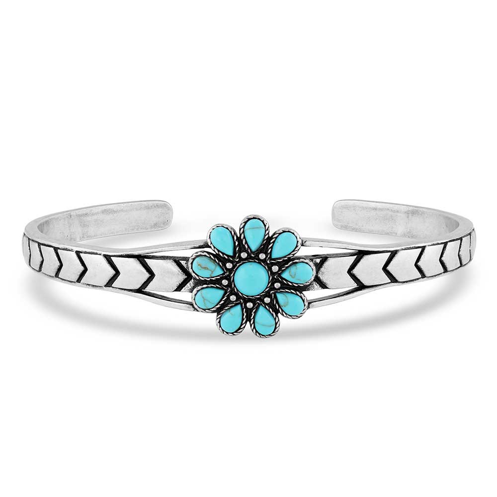 Blue Sunflower Turquoise Cuff
