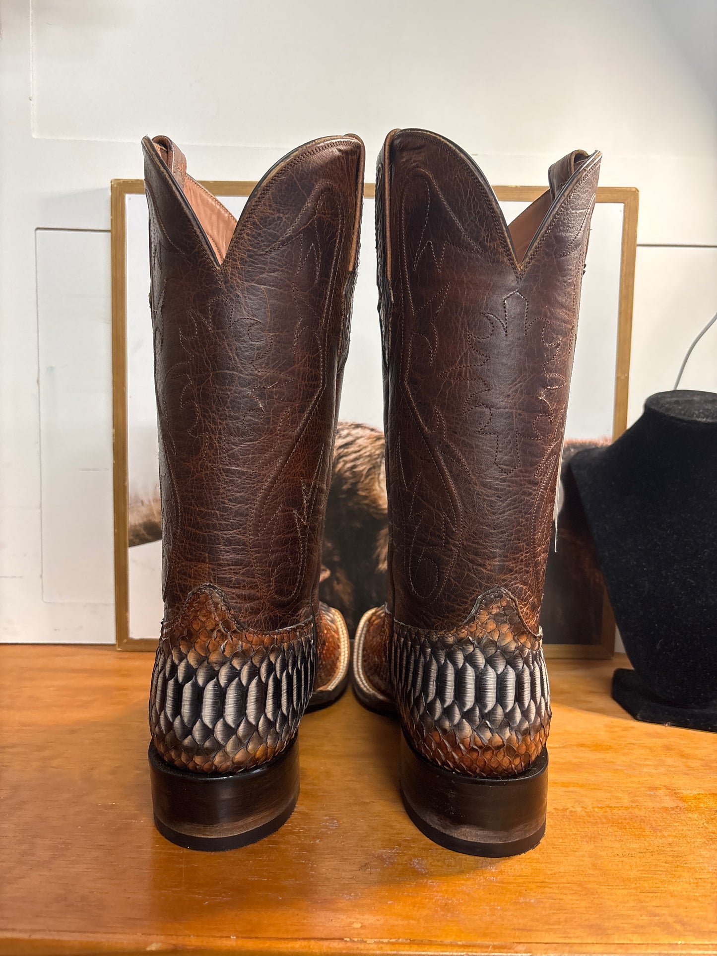 Black Jack Python Cowboy Boots - Rust Dyed Triad