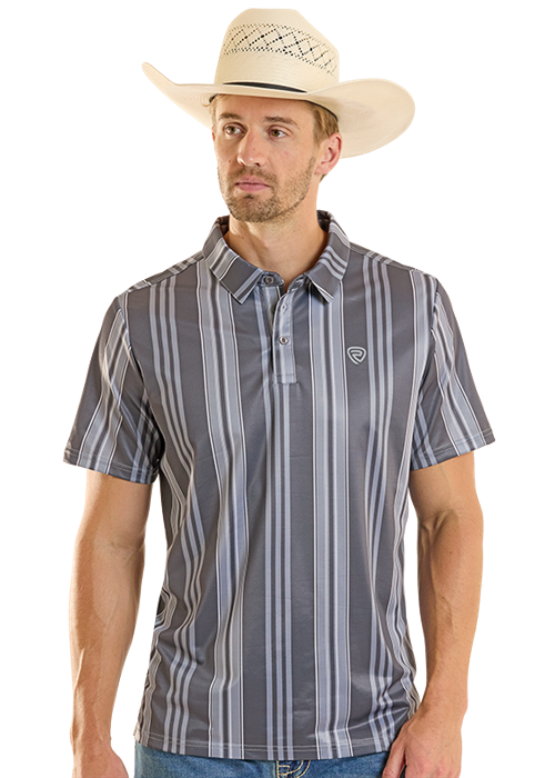Rock & Roll Charcoal Stripe Polo