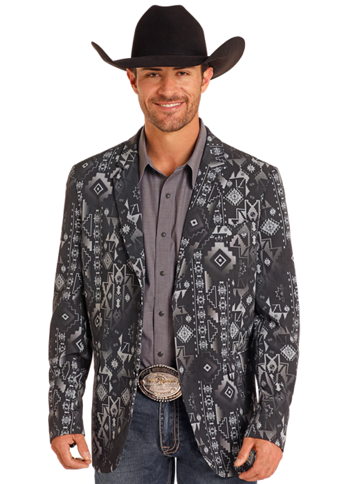 Black & Charcoal Aztec Men's Blazer