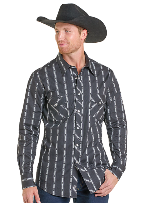 Black Diamond Stripe Men's Snap Up